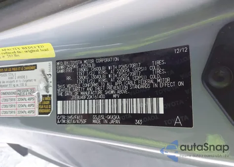 2013 Toyota Fj Cruiser z USA, uszkodzony, nr VIN JTEBU4BF2DK161400